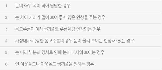 눈의 좌우 폭이 작아 답답한 경우