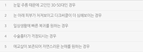 눈밑 주름 때문에 고민인 30-50대인 경우