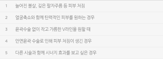 늘어진 볼살, 깊은 팔자주름 등 피부 처짐
